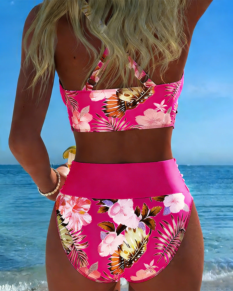 Elsa | Contrast Floreale Split Bikini
