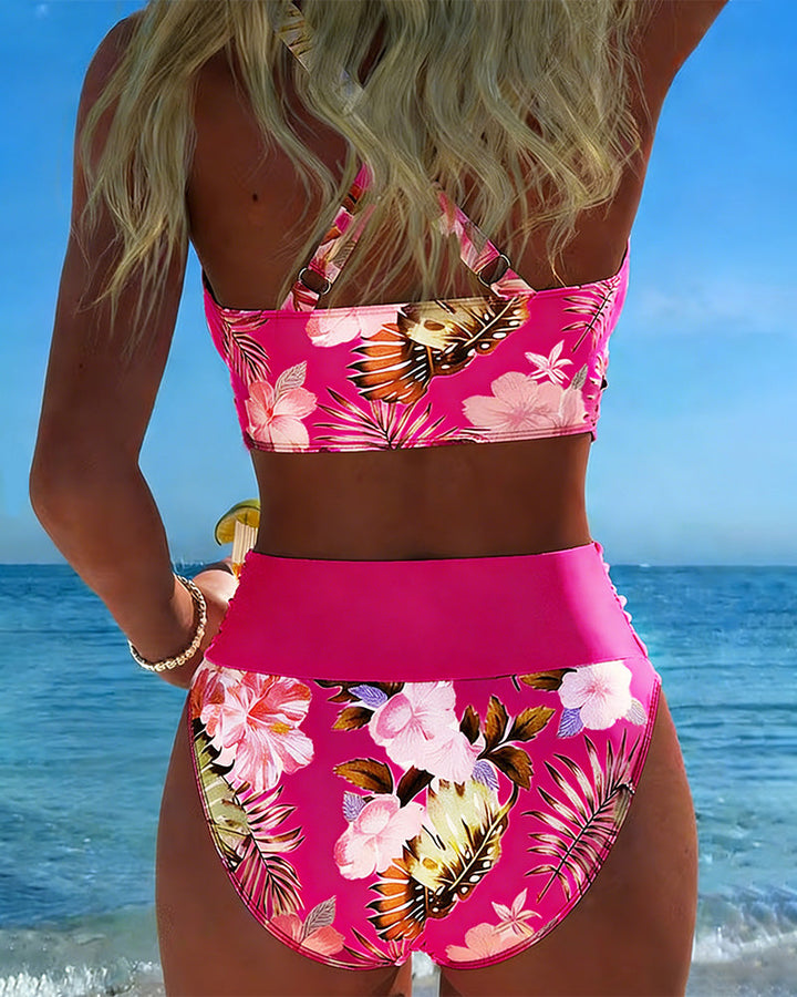 Elsa | Contrast Floreale Split Bikini