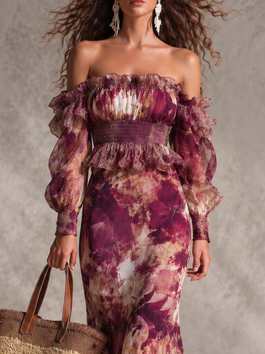 Rosalind | Rosa Chiffon Maxi Abito