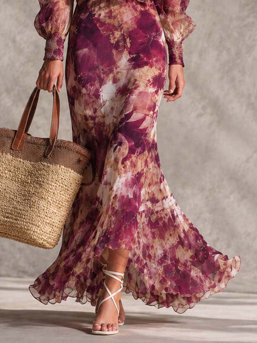 Rosalind | Rosa Chiffon Maxi Abito