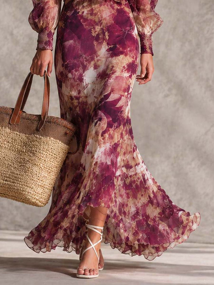 Rosalind | Rosa Chiffon Maxi Abito