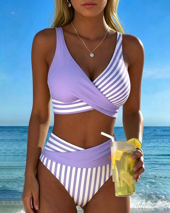 Xena | Crossed-Stripe Stampa Bikini