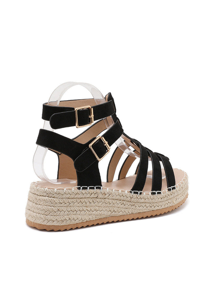 Aveline | Nero Wedge Sandalo