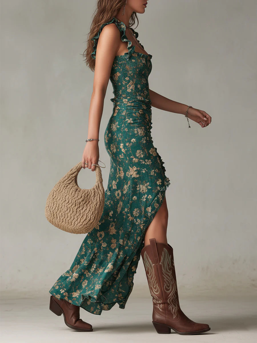 Verdessa | Verde Boho Maxi Abito