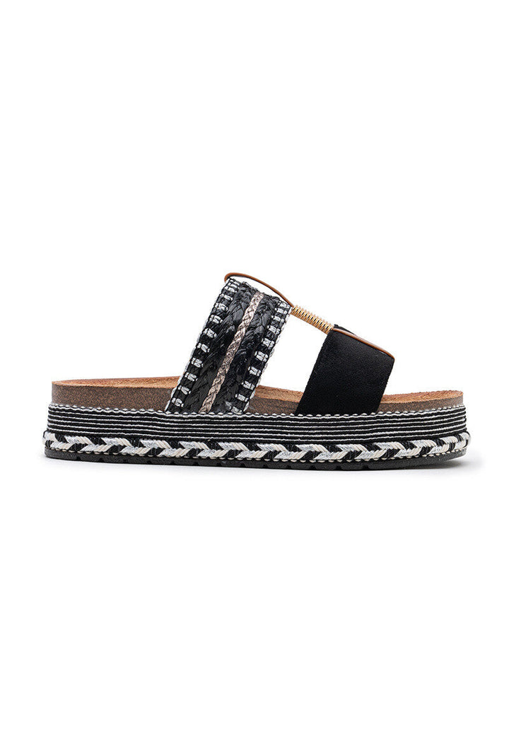 Seren | Nero Wedge Sandalo