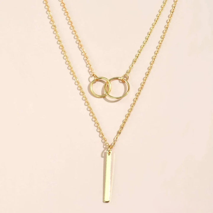 Retro Oro Double Circle Pendant Collana