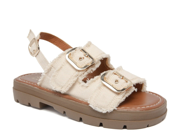 Quenby | Beige Wedge Sandalo