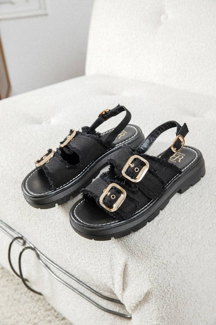 Rialta | Nero Wedge Sandalo