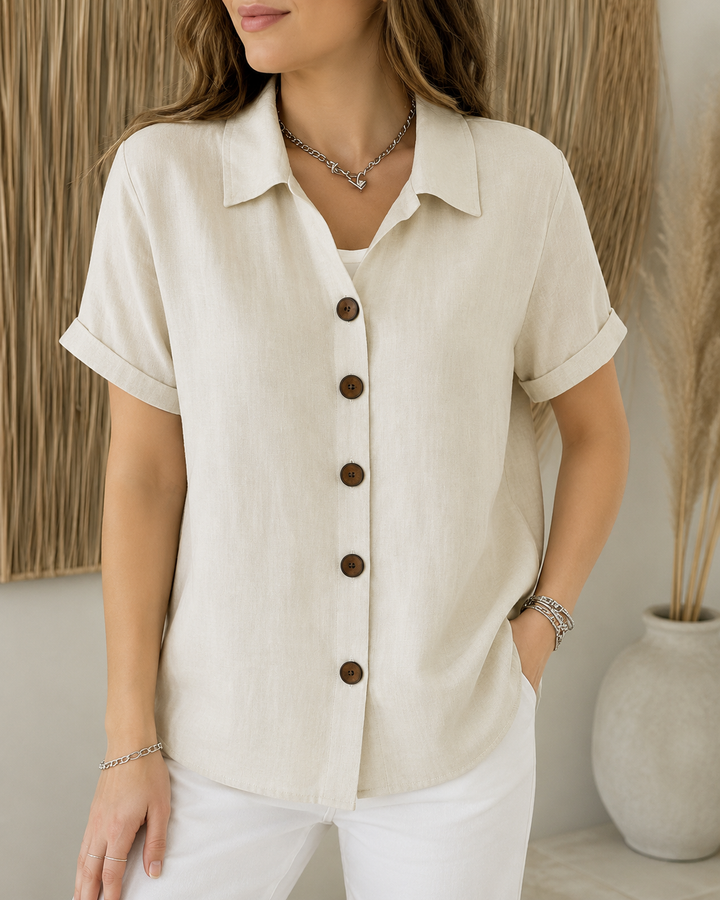 Barrine | Rilassato Button Lino Camicetta