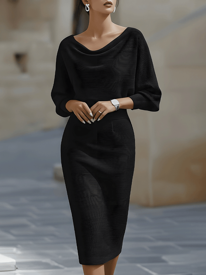 Olivia | Bianco Draped Batwing Midi Abito