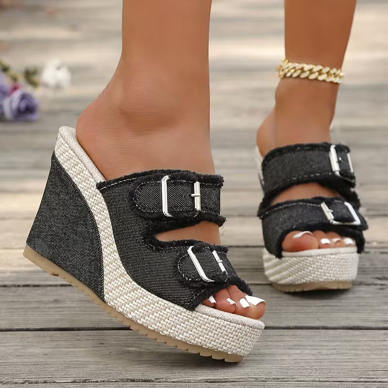 Atelier | Sandali Zeppa con Bordo Sfrangiato