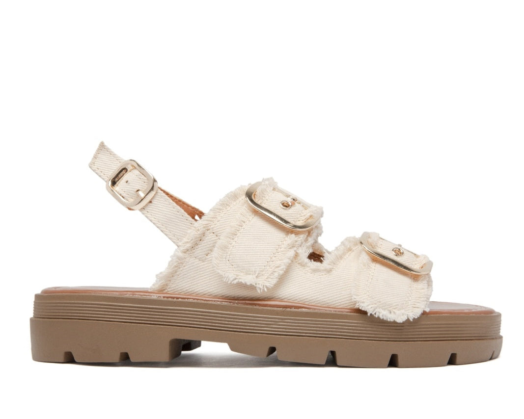 Quenby | Beige Wedge Sandalo