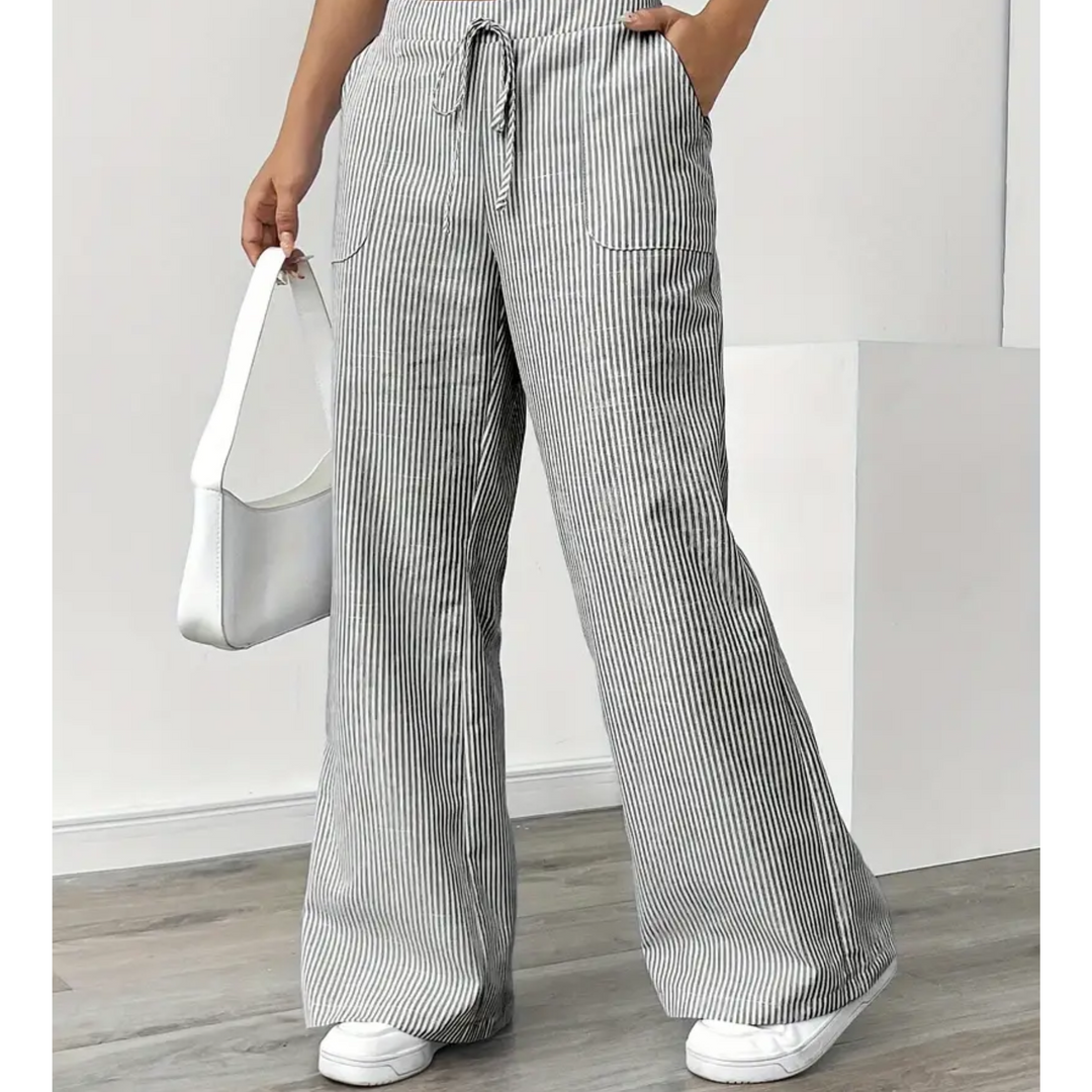 Sylvia | a Righe Gamba Larga Pantaloni with Pockets
