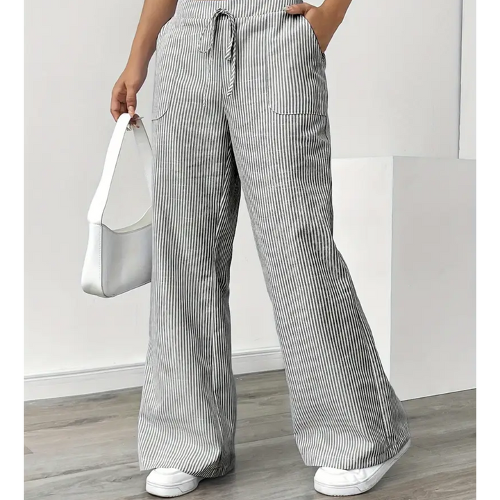 Sylvia | a Righe Gamba Larga Pantaloni with Pockets