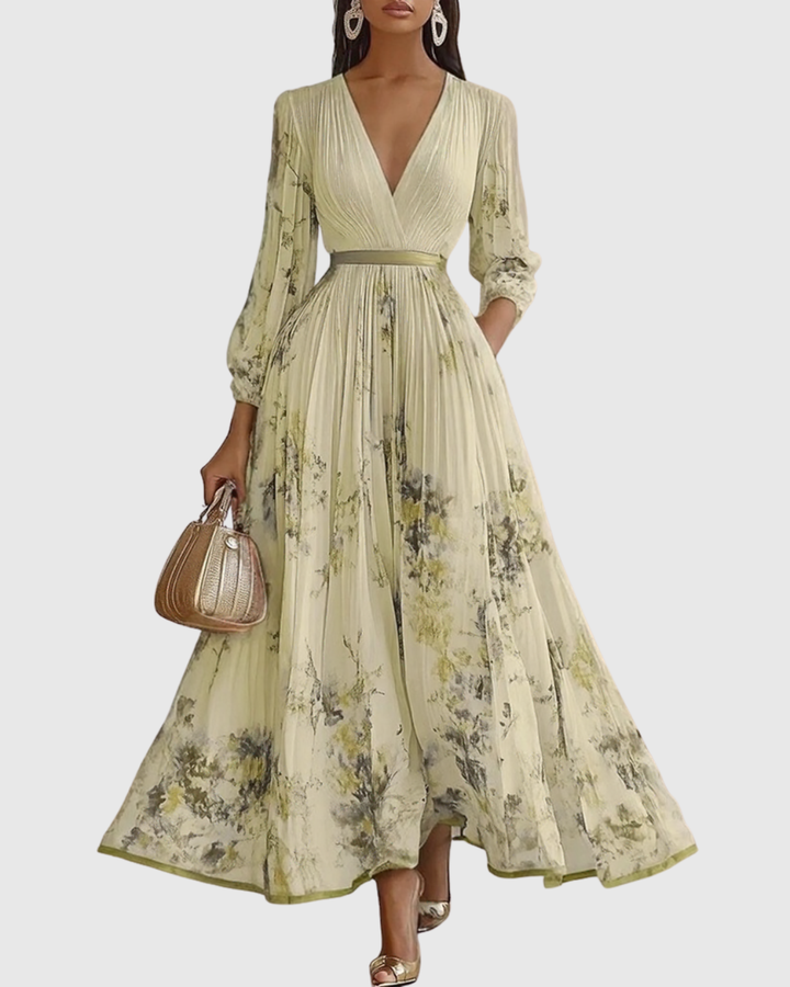Rowena | Elegante Pleated Maxi Abito