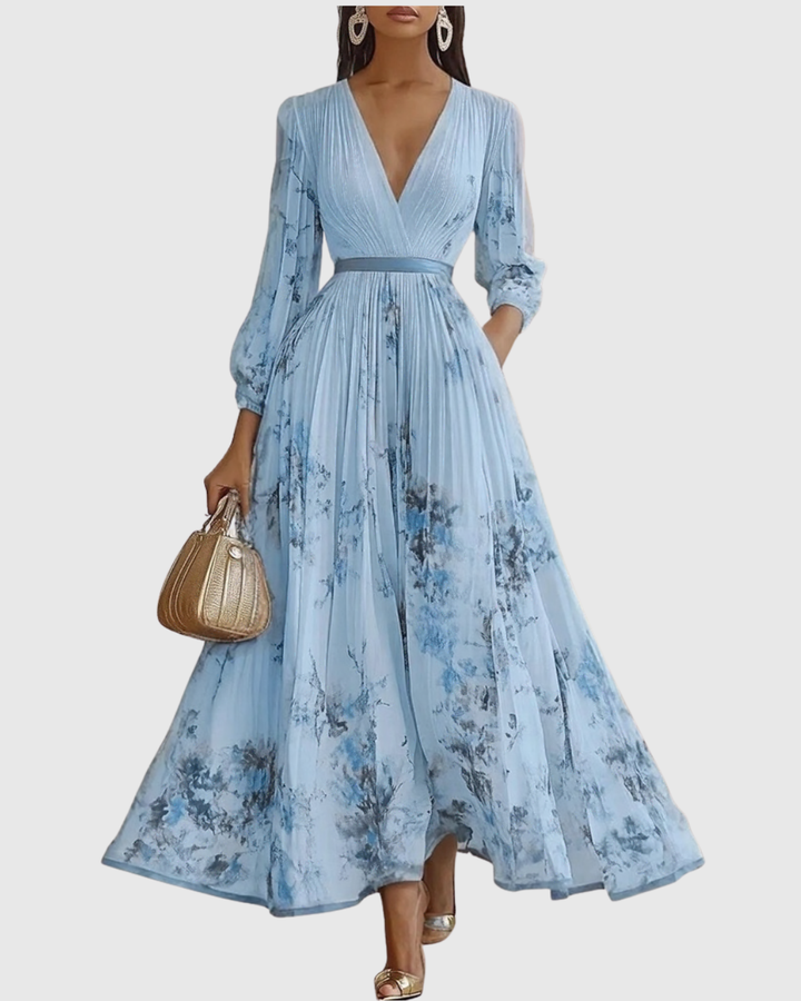 Rowena | Elegante Pleated Maxi Abito