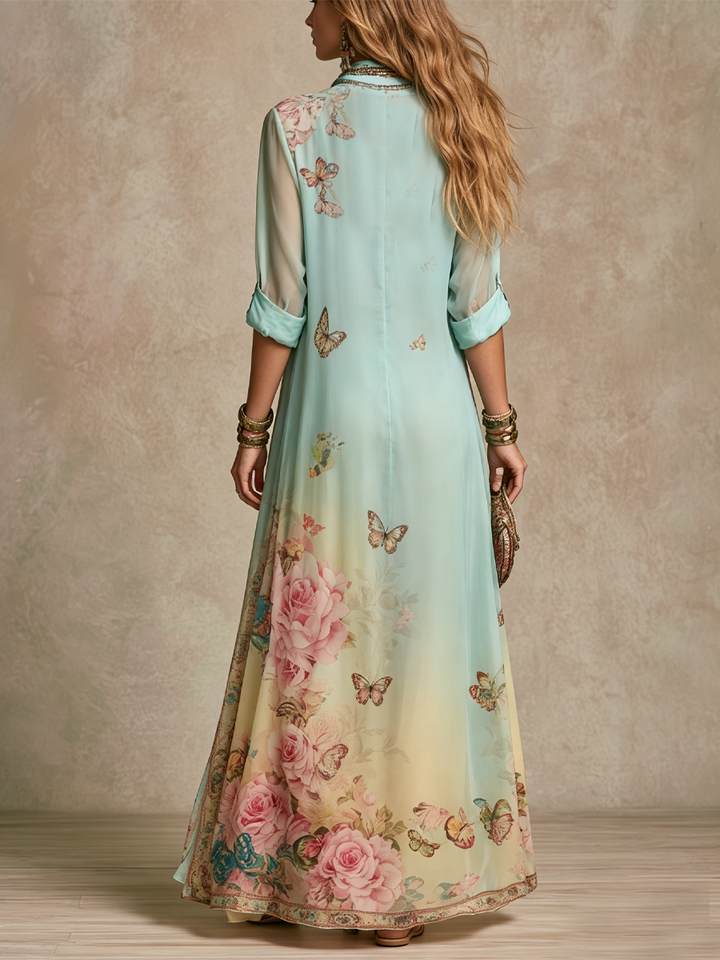 Lark | Maxi Abito in Chiffon Verde Menta