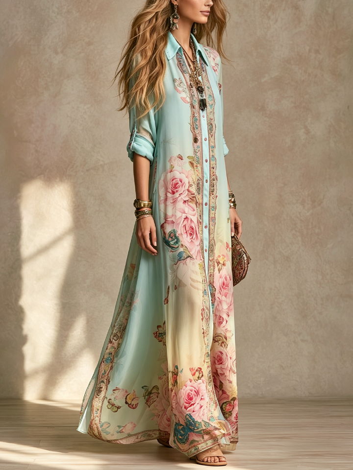 Lark | Maxi Abito in Chiffon Verde Menta
