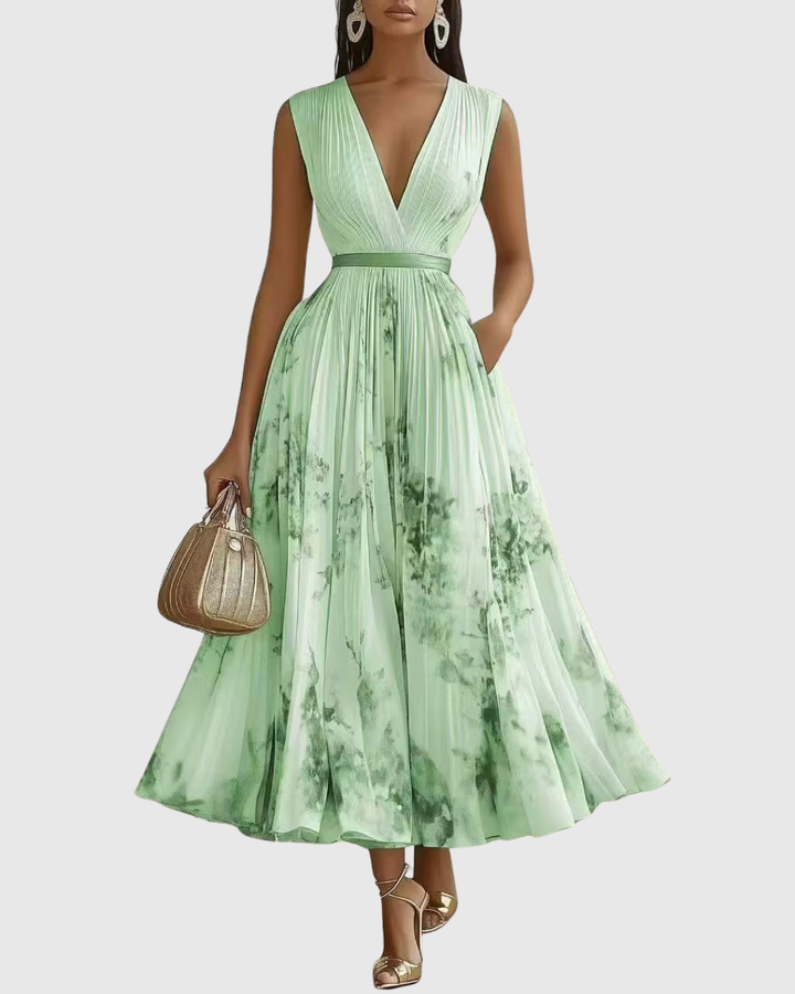 Rowena | Elegante Pleated Maxi Abito