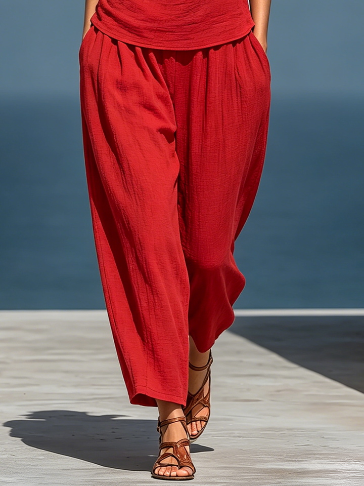 Iris | Completo in Lino Rosso