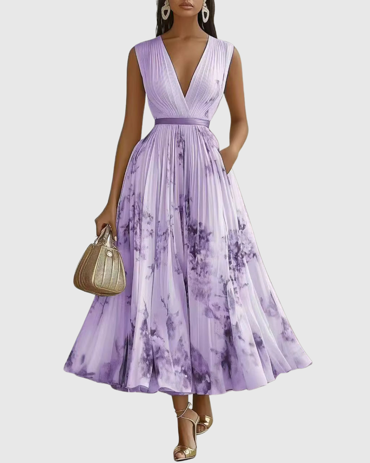 Rowena | Elegante Pleated Maxi Abito