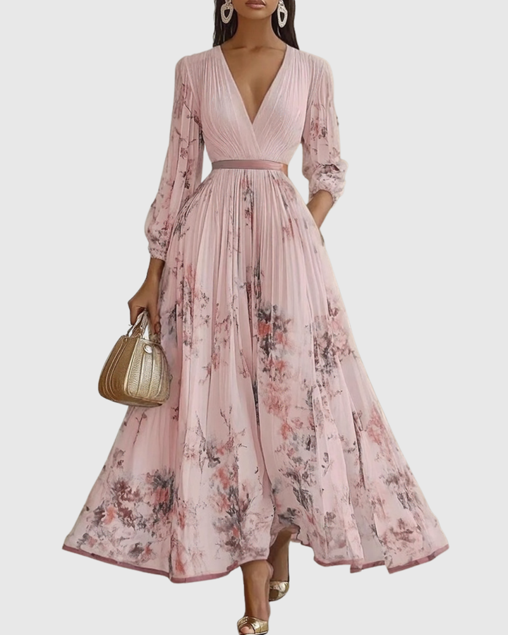 Rowena | Elegante Pleated Maxi Abito