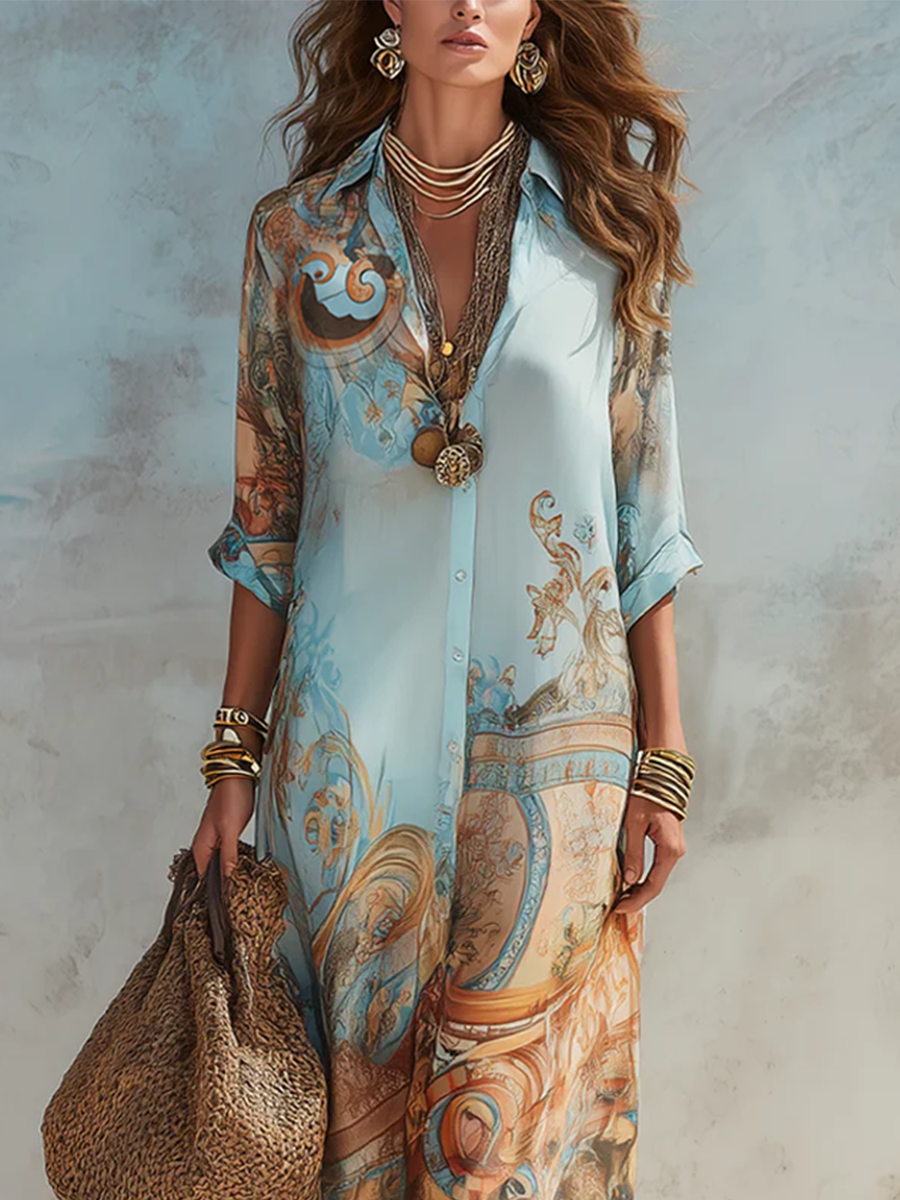 Willa | Blu Chiffon Maxi Abito