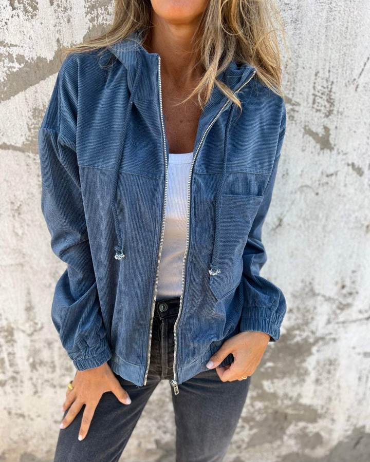 Bronwyn | Rilassato Corduroy Hooded Giacca with Zip