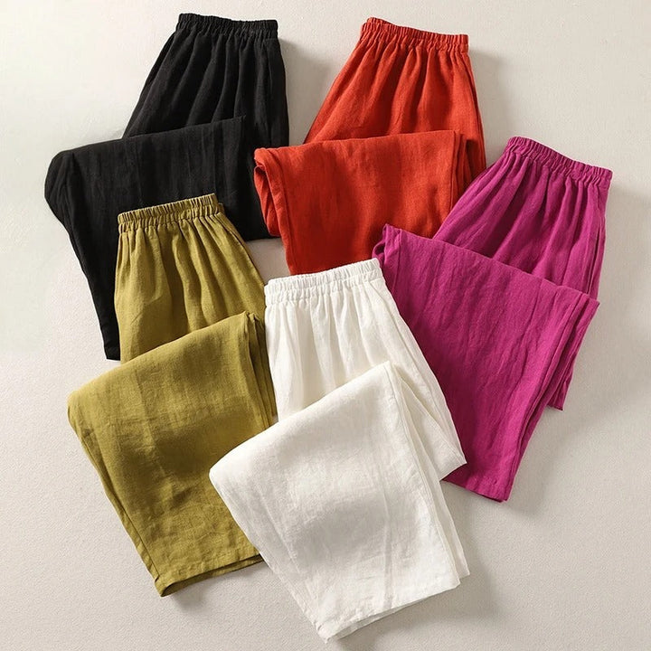 Maggie | Breezy Cotone Lino Gamba Larga Pantaloni