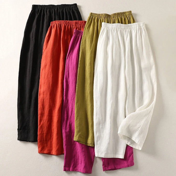 Maggie | Breezy Cotone Lino Gamba Larga Pantaloni