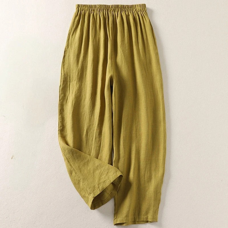 Maggie | Breezy Cotone Lino Gamba Larga Pantaloni
