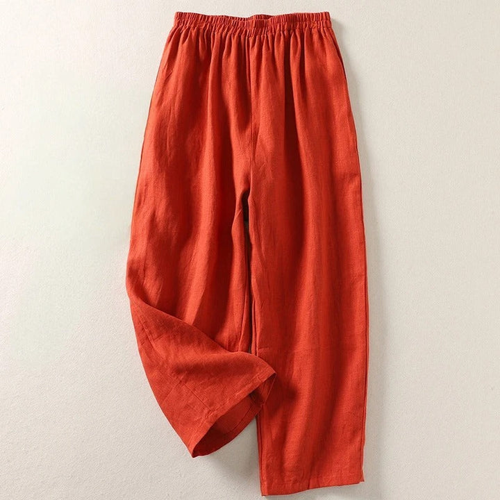 Maggie | Breezy Cotone Lino Gamba Larga Pantaloni