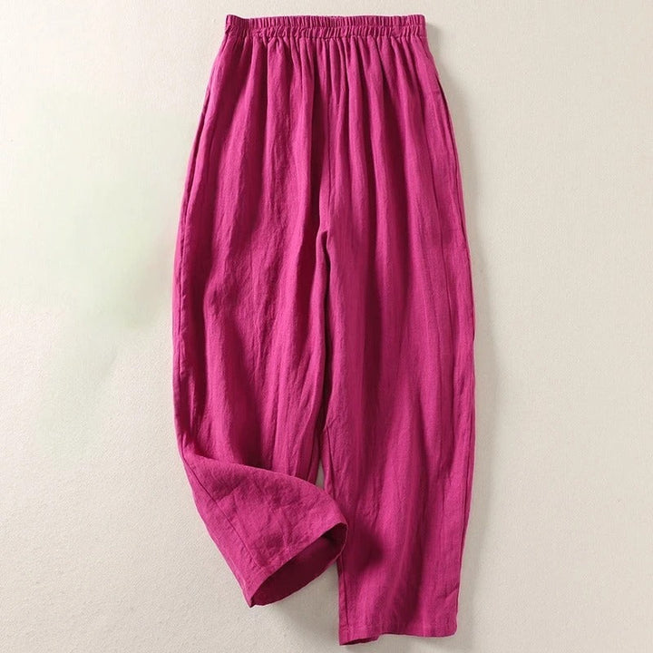 Maggie | Breezy Cotone Lino Gamba Larga Pantaloni
