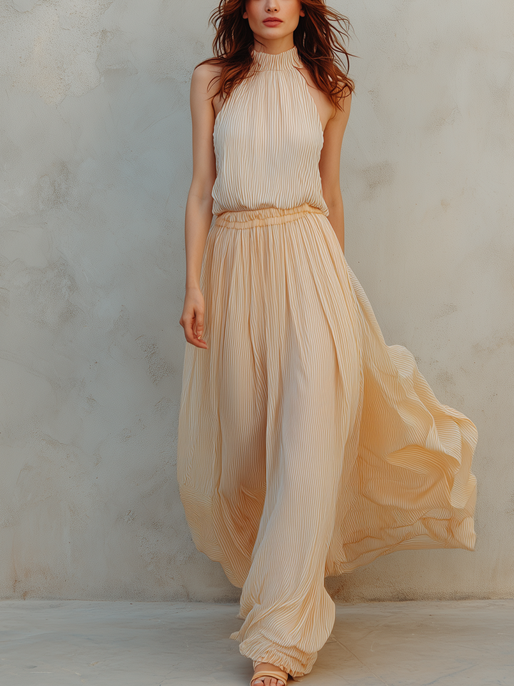 Xanthe | Panna Giallo a Righe Halter Top And