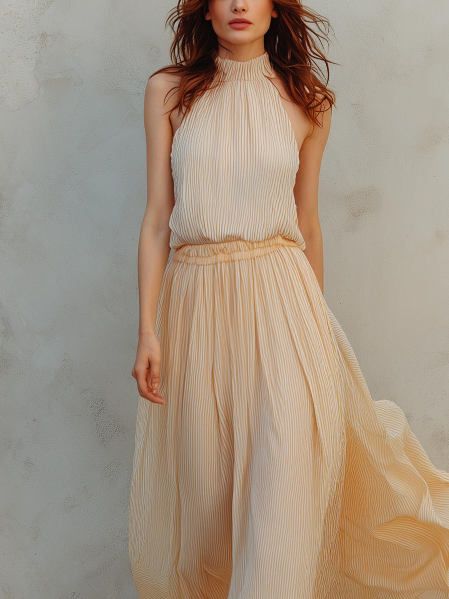 Xanthe | Panna Giallo a Righe Halter Top And