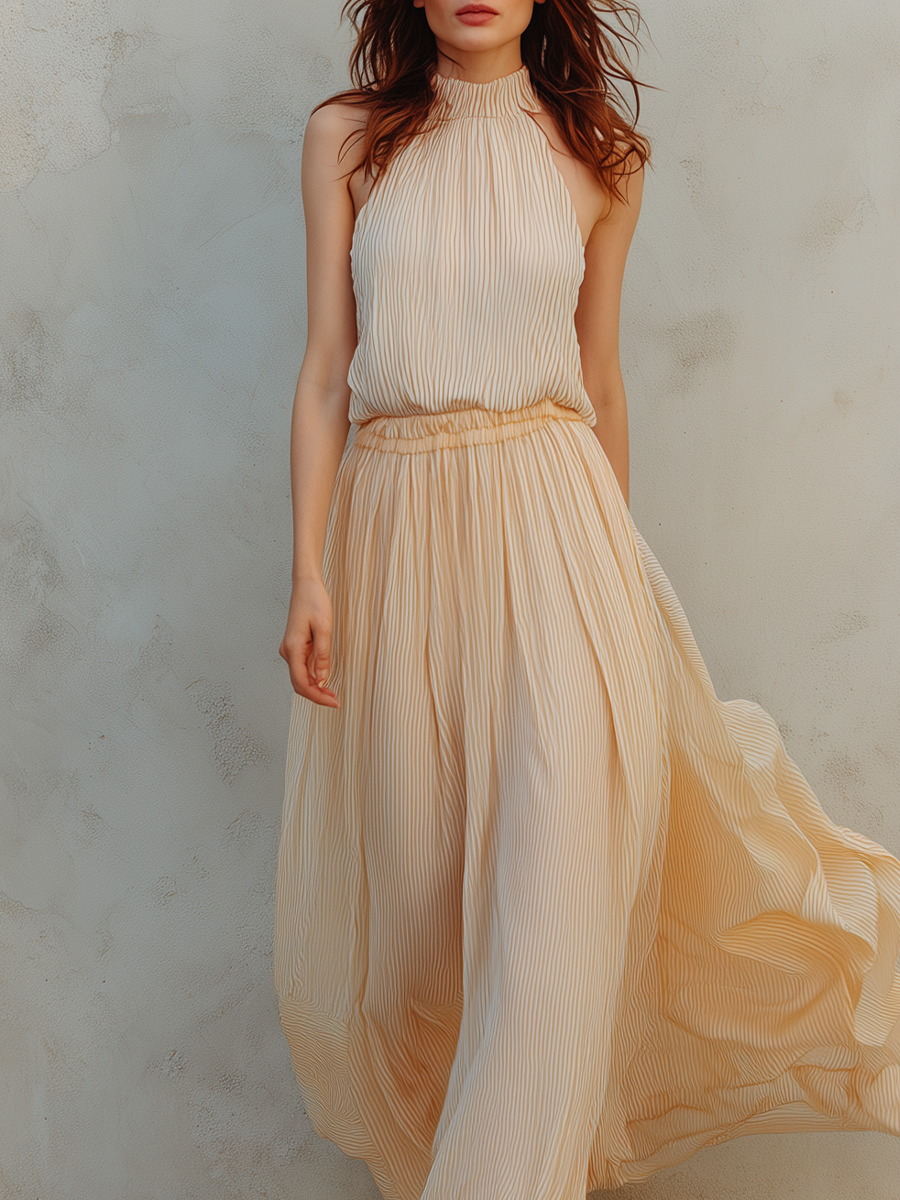 Xanthe | Panna Giallo a Righe Halter Top And