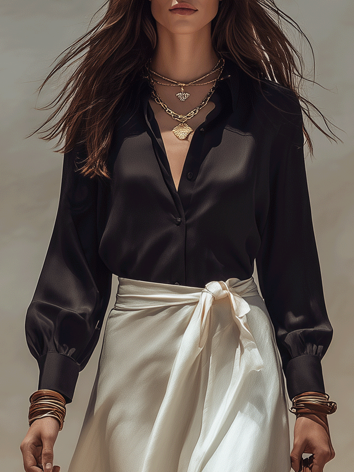 Cora | Semplice Chic Raso Camicetta & Wrap