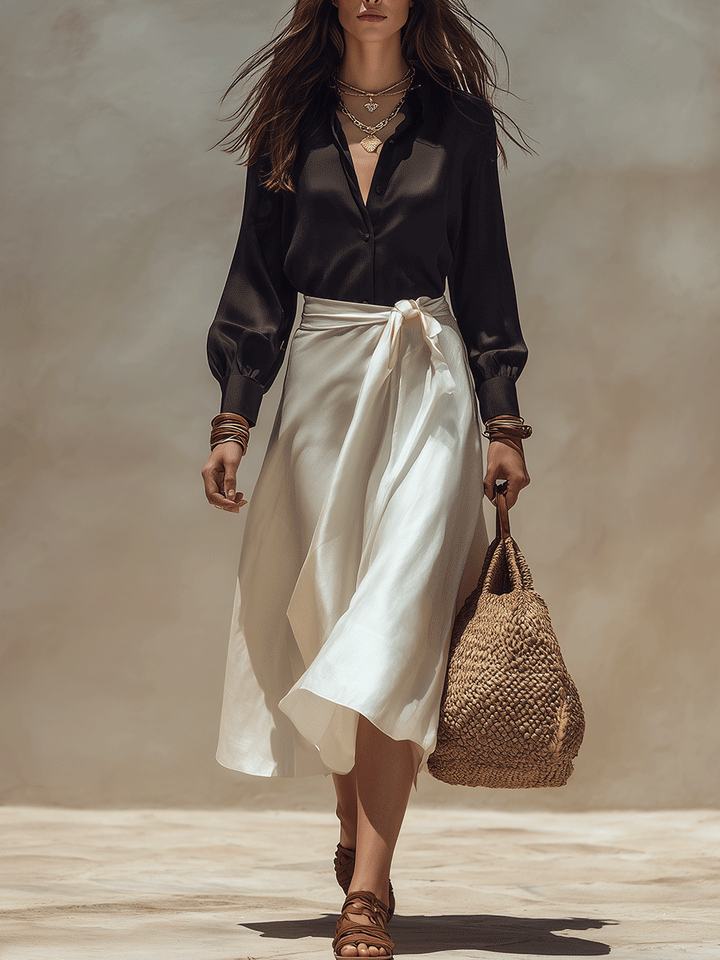 Cora | Semplice Chic Raso Camicetta & Wrap