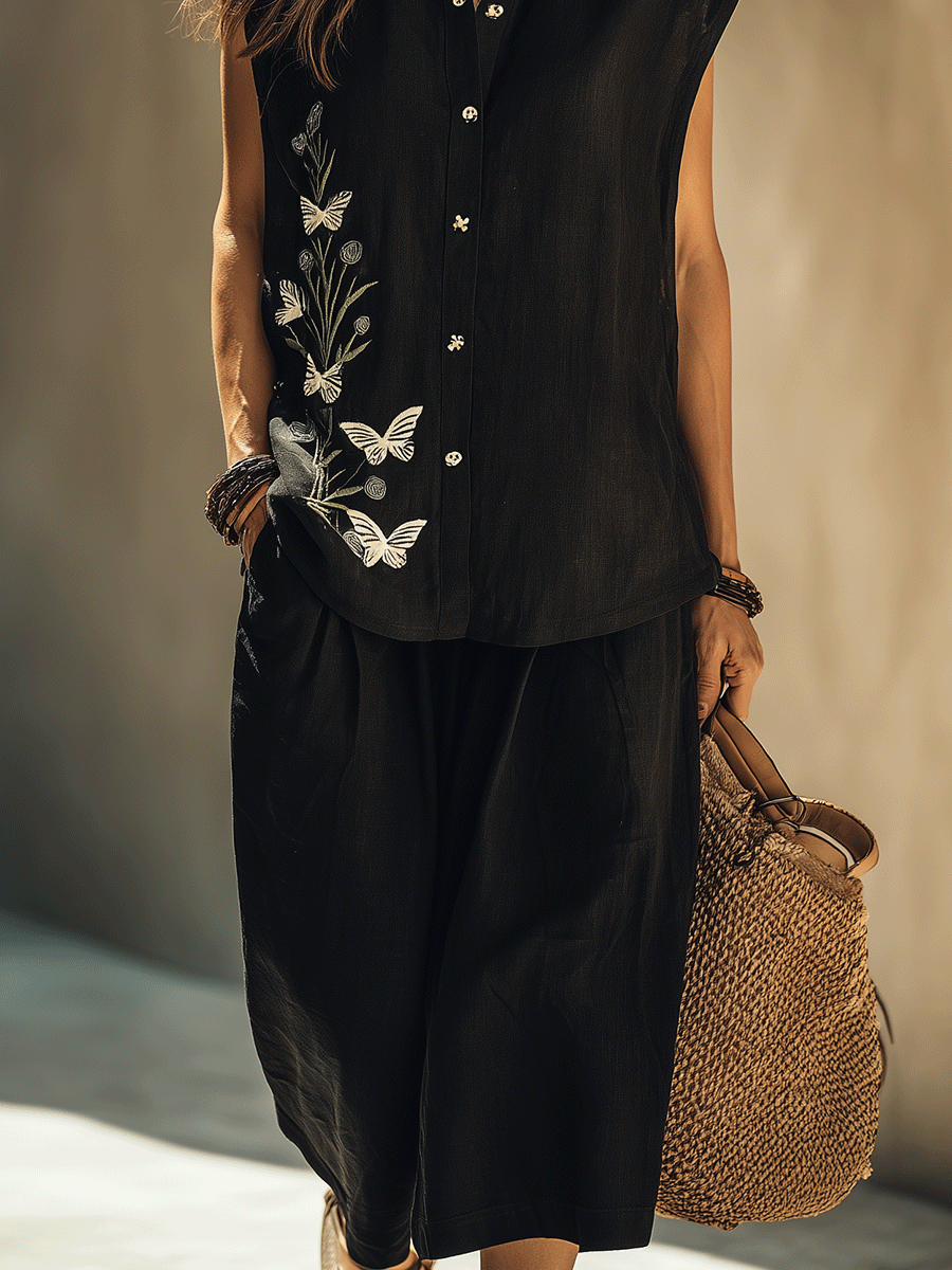 Ella | Embroidered Boho Corto Completo