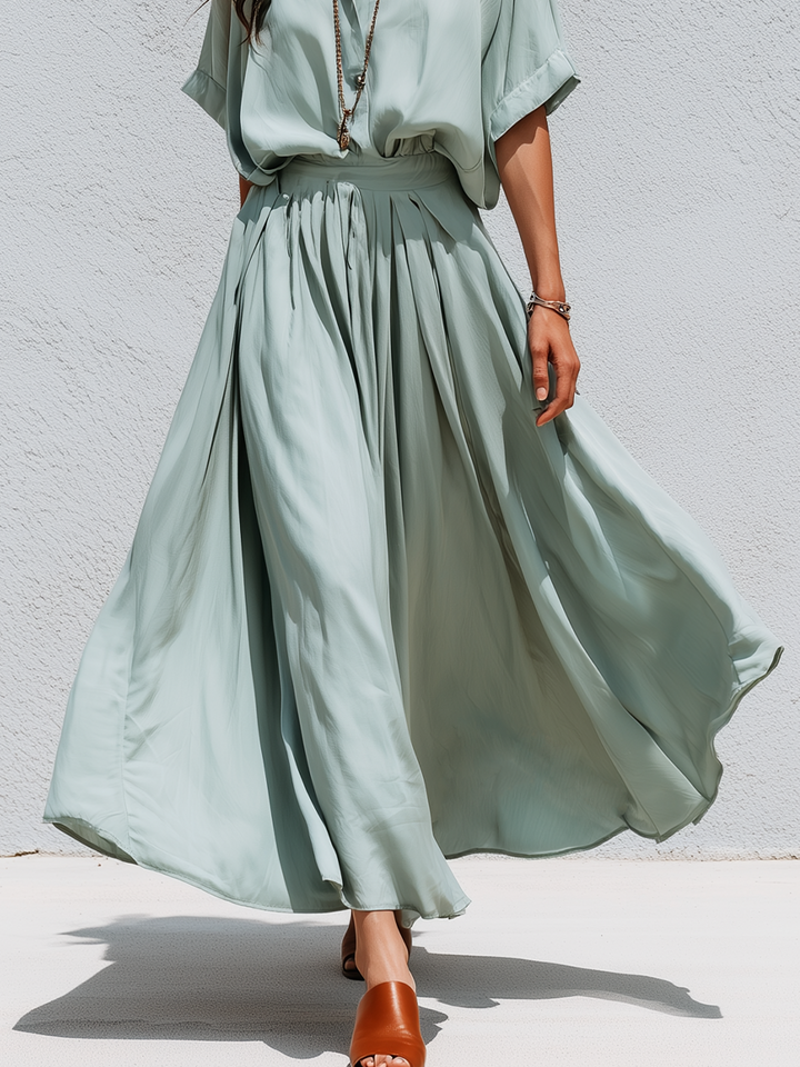 Keira | Morbido Menta Verde Scollo a V Pleated Co-ord
