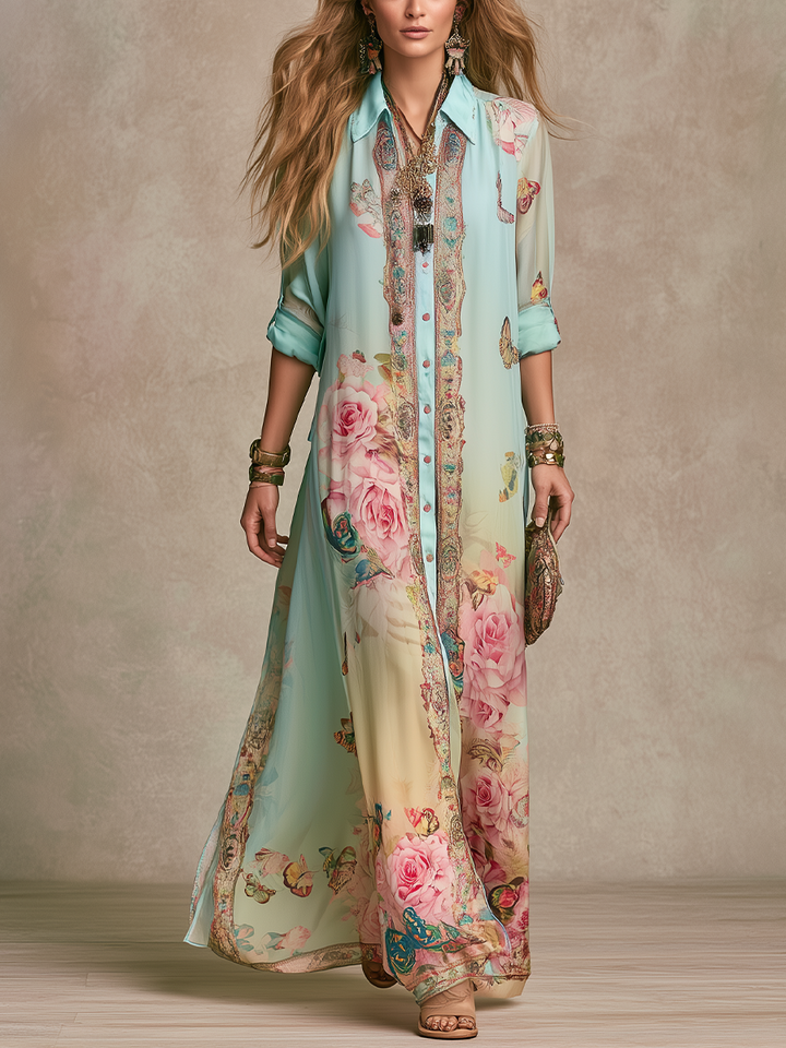 Lark | Maxi Abito in Chiffon Verde Menta