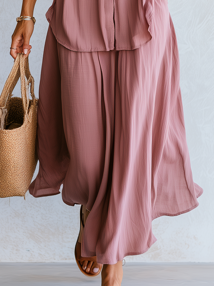 Iris | Dusty Rosa Drawstring Waist Camicetta Maxi