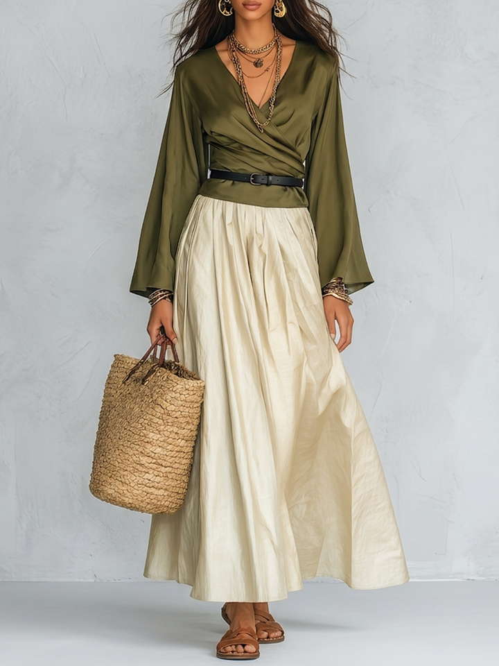 Faye | Oliva Wrap Bohémien Maxi Completo