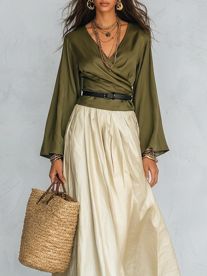 Faye | Oliva Wrap Bohémien Maxi Completo