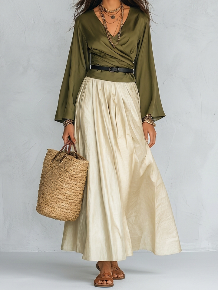 Faye | Oliva Wrap Bohémien Maxi Completo