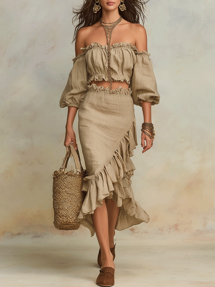 Clara | Vacation Natural Lino Boho Co-Ord Completo
