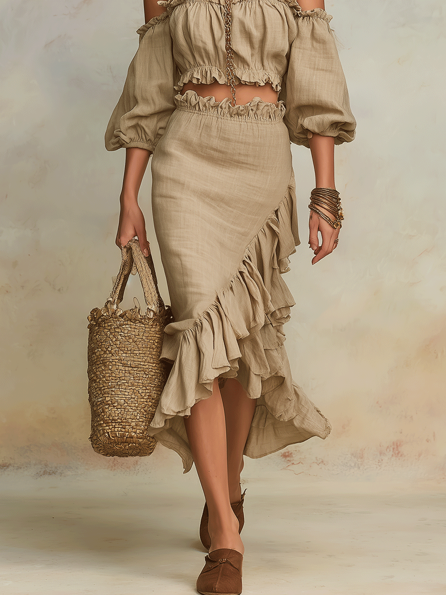 Clara | Vacation Natural Lino Boho Co-Ord Completo
