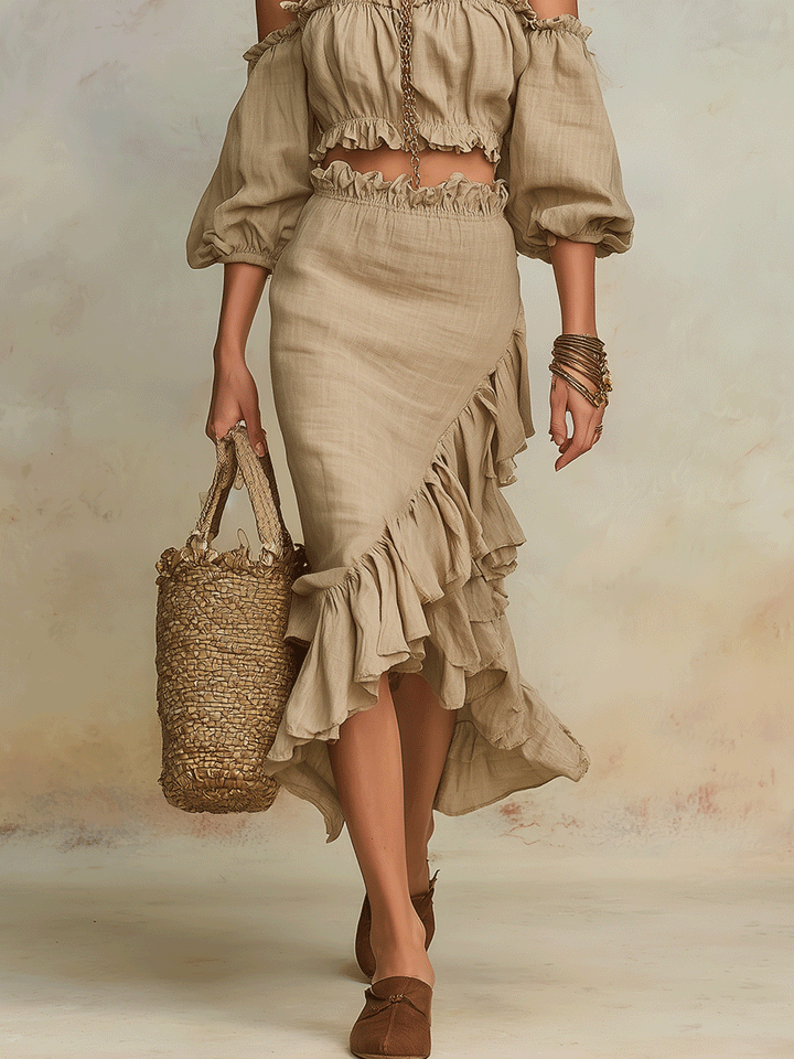 Clara | Vacation Natural Lino Boho Co-Ord Completo