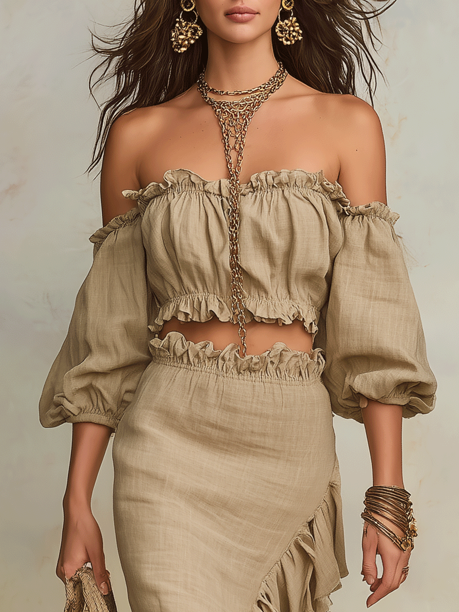 Clara | Vacation Natural Lino Boho Co-Ord Completo