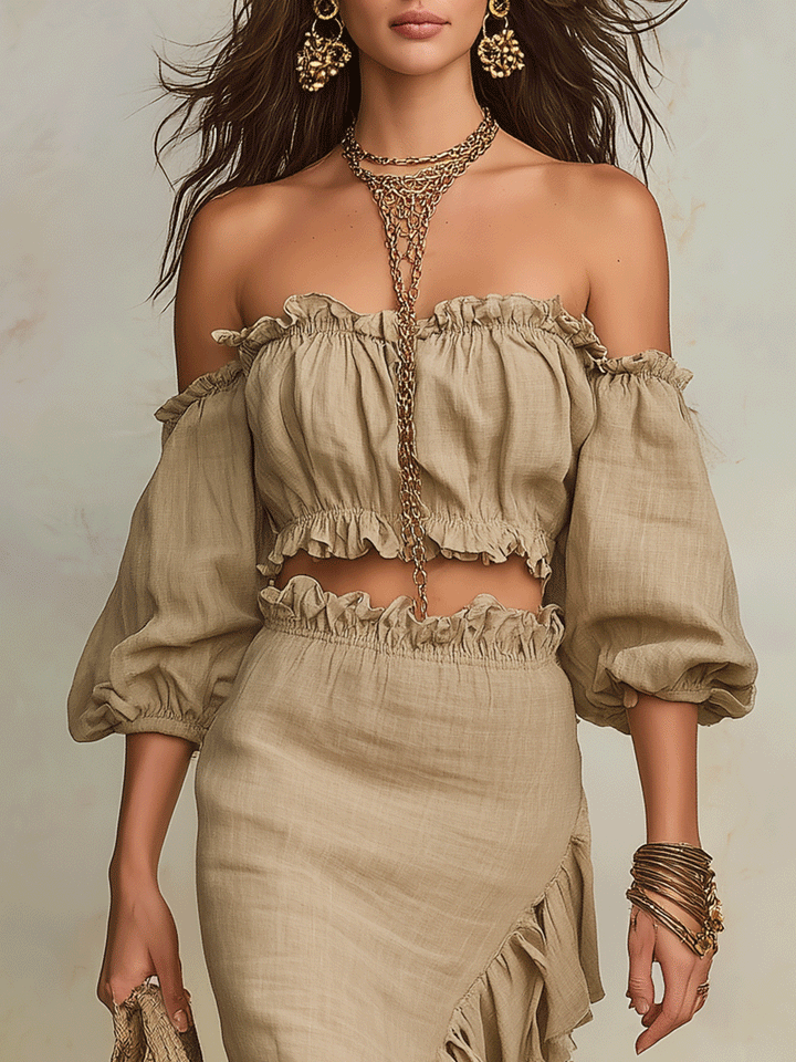 Clara | Vacation Natural Lino Boho Co-Ord Completo